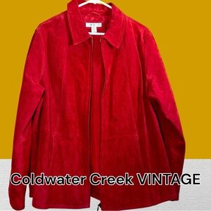 Coldwater Creek suede leather Bold Red Blazer